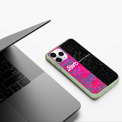 Чехол iPhone 11 Pro матовый Barbenheimer - meme / 3D-Салатовый – фото 3