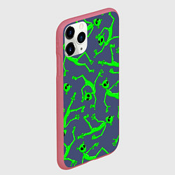 Чехол iPhone 11 Pro матовый Инопланетяне паттерн, цвет: 3D-малиновый — фото 2
