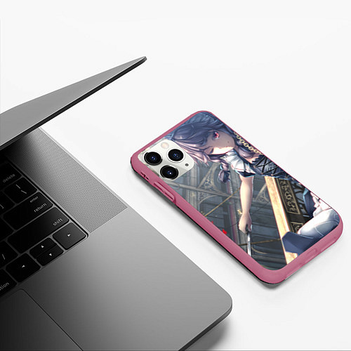 Чехол iPhone 11 Pro матовый Touhou Project Сакуя Izayoi / 3D-Малиновый – фото 3