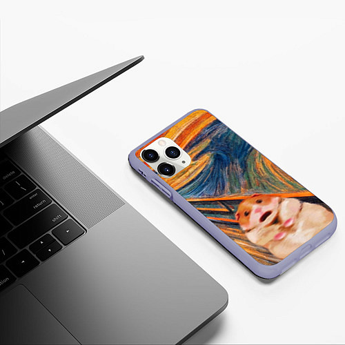 Чехол iPhone 11 Pro матовый Крик хомяка / 3D-Светло-сиреневый – фото 3