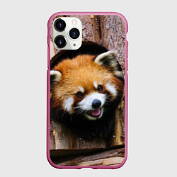 Чехол iPhone 11 Pro матовый Красная панда в дереве, цвет: 3D-малиновый