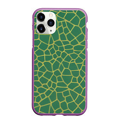 Чехол iPhone 11 Pro матовый Зелёная текстура - нейросеть, цвет: 3D-фиолетовый