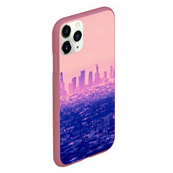 Чехол iPhone 11 Pro матовый Город в розовом и фиолетовом цветах, цвет: 3D-малиновый — фото 2