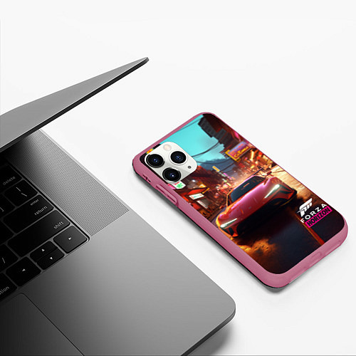 Чехол iPhone 11 Pro матовый Forza Horizon Tokio / 3D-Малиновый – фото 3