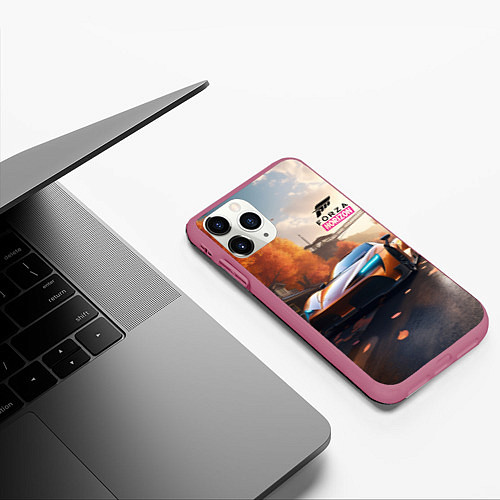 Чехол iPhone 11 Pro матовый Forza Horison осенний пейзаж / 3D-Малиновый – фото 3