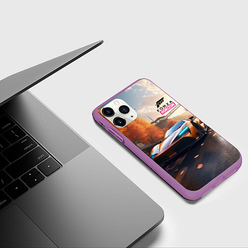 Чехол iPhone 11 Pro матовый Forza Horison осенний пейзаж / 3D-Фиолетовый – фото 3