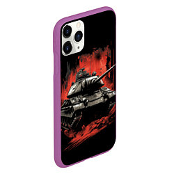 Чехол iPhone 11 Pro матовый Танк т54 абстракция, цвет: 3D-фиолетовый — фото 2
