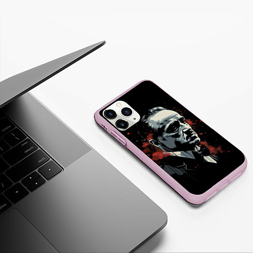 Чехол iPhone 11 Pro матовый Портрет Дон Вито Корлеоне / 3D-Розовый – фото 3