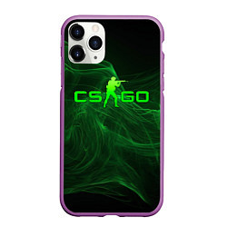 Чехол iPhone 11 Pro матовый CSGO green lines, цвет: 3D-фиолетовый