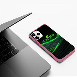Чехол iPhone 11 Pro матовый CSGO neon green logo, цвет: 3D-малиновый — фото 2