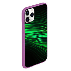 Чехол iPhone 11 Pro матовый Green neon lines, цвет: 3D-фиолетовый — фото 2