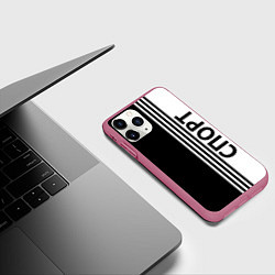 Чехол iPhone 11 Pro матовый Спорт три полоски, цвет: 3D-малиновый — фото 2