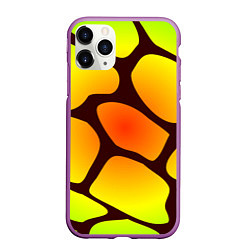 Чехол iPhone 11 Pro матовый Коричневая сеть с цветными пятнами, цвет: 3D-фиолетовый