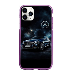 Чехол iPhone 11 Pro матовый Mercedes Benz galaxy, цвет: 3D-фиолетовый