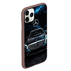 Чехол iPhone 11 Pro матовый Mercedes Benz space background, цвет: 3D-коричневый — фото 2