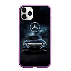Чехол iPhone 11 Pro матовый Mercedes Benz black, цвет: 3D-фиолетовый