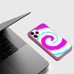 Чехол iPhone 11 Pro матовый Тай-дай розовый, цвет: 3D-малиновый — фото 2