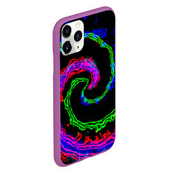 Чехол iPhone 11 Pro матовый Тай-дай электро, цвет: 3D-фиолетовый — фото 2