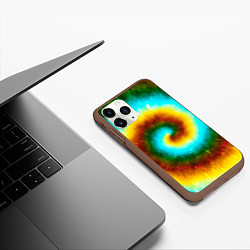 Чехол iPhone 11 Pro матовый Тай-дай коричневый, цвет: 3D-коричневый — фото 2