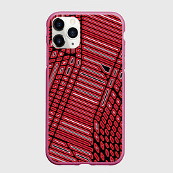 Чехол iPhone 11 Pro матовый Красная кибер паутина, цвет: 3D-малиновый