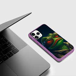 Чехол iPhone 11 Pro матовый Pepe frog, цвет: 3D-фиолетовый — фото 2