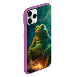 Чехол iPhone 11 Pro матовый Пепе у костра, цвет: 3D-фиолетовый — фото 2