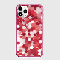 Чехол iPhone 11 Pro матовый Кибер Hexagon Красный, цвет: 3D-малиновый