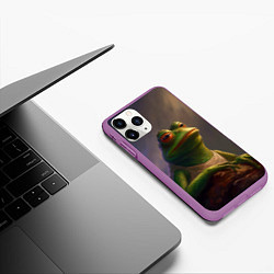 Чехол iPhone 11 Pro матовый Натуральная лягушка Пепе, цвет: 3D-фиолетовый — фото 2