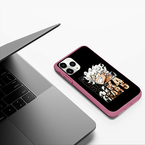 Чехол iPhone 11 Pro матовый Luffy Gear 5 Луффи / 3D-Малиновый – фото 3