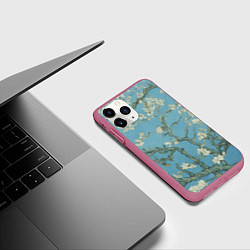Чехол iPhone 11 Pro матовый Цветущие ветки миндаля - картина ван Гога, цвет: 3D-малиновый — фото 2
