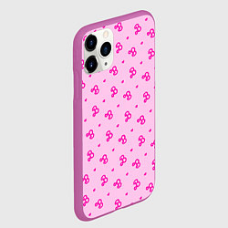 Чехол iPhone 11 Pro матовый Розовый паттерн - Барби и сердечки, цвет: 3D-фиолетовый — фото 2