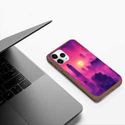 Чехол iPhone 11 Pro матовый Розовый город Retrowaves, цвет: 3D-коричневый — фото 2