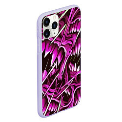 Чехол iPhone 11 Pro матовый Розовые кислотные клыки, цвет: 3D-светло-сиреневый — фото 2