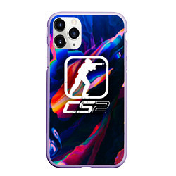 Чехол iPhone 11 Pro матовый КС2 логотип, цвет: 3D-светло-сиреневый