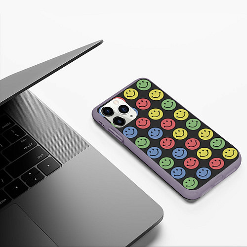 Чехол iPhone 11 Pro матовый Smiley / 3D-Серый – фото 3