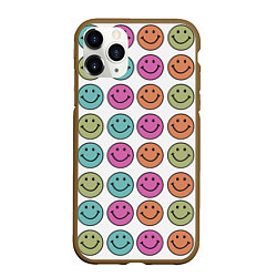 Чехол iPhone 11 Pro матовый Smiley face, цвет: 3D-коричневый