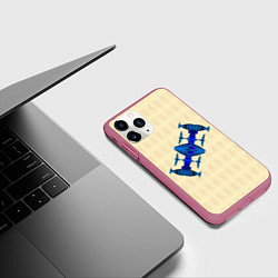 Чехол iPhone 11 Pro матовый Космическая станция из синего металла, цвет: 3D-малиновый — фото 2