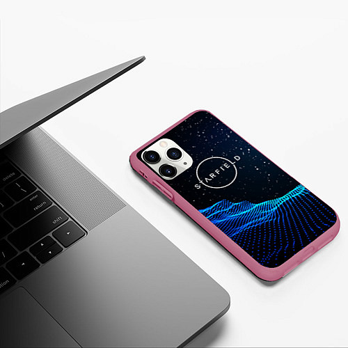 Чехол iPhone 11 Pro матовый Space logo Starfield / 3D-Малиновый – фото 3