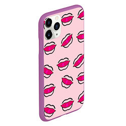 Чехол iPhone 11 Pro матовый Силуэт губы, цвет: 3D-фиолетовый — фото 2