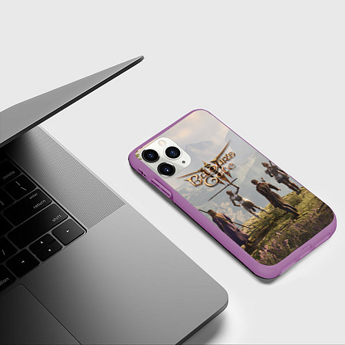Чехол iPhone 11 Pro матовый Отряд Врат Балдура / 3D-Фиолетовый – фото 3