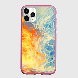 Чехол iPhone 11 Pro матовый Вода и пламя абстракция, цвет: 3D-малиновый