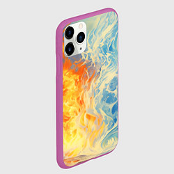 Чехол iPhone 11 Pro матовый Вода и пламя абстракция, цвет: 3D-фиолетовый — фото 2