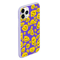 Чехол iPhone 11 Pro матовый Расплывшийся смайлик на фиолетовом, цвет: 3D-светло-сиреневый — фото 2