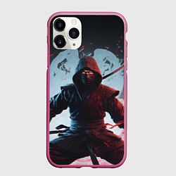 Чехол iPhone 11 Pro матовый Свирепый воин ниндзя, цвет: 3D-малиновый
