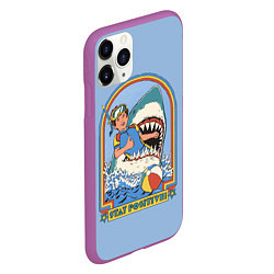 Чехол iPhone 11 Pro матовый Хищная акула водолаз - будь позитивным, цвет: 3D-фиолетовый — фото 2