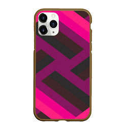Чехол iPhone 11 Pro матовый Розовый и тёмный паттерн, цвет: 3D-коричневый