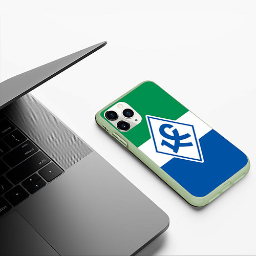Чехол iPhone 11 Pro матовый Крылья Советов - футбольный клуб / 3D-Салатовый – фото 3