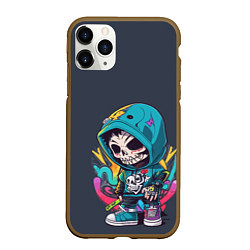 Чехол iPhone 11 Pro матовый Граффити скелет