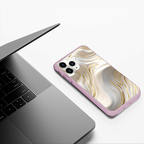 Чехол iPhone 11 Pro матовый Бежевая абстракция / 3D-Розовый – фото 3
