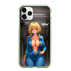 Чехол iPhone 11 Pro матовый Fallout anime girl, цвет: 3D-салатовый